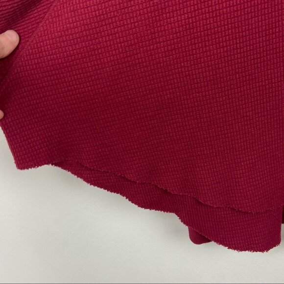 Free People Waffle Knit Red‎ Oversized Thermal Top Size XS Bohemian We The Free - Picture 6 of 9